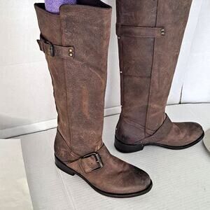 Riding Boots Dolce Vita Size 6.5 Mexico Distressed Brown Leather Tall Buckles